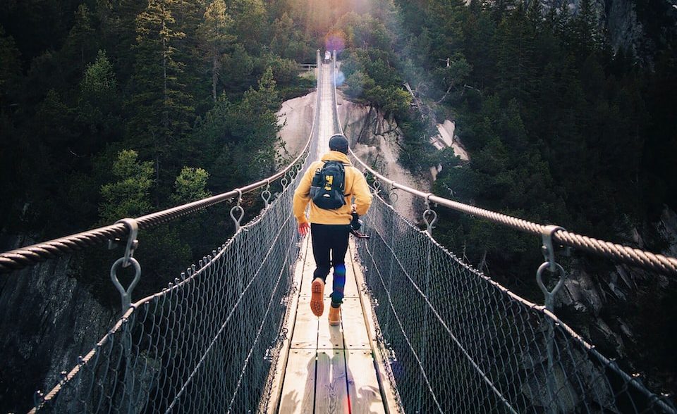 running man on bridge
